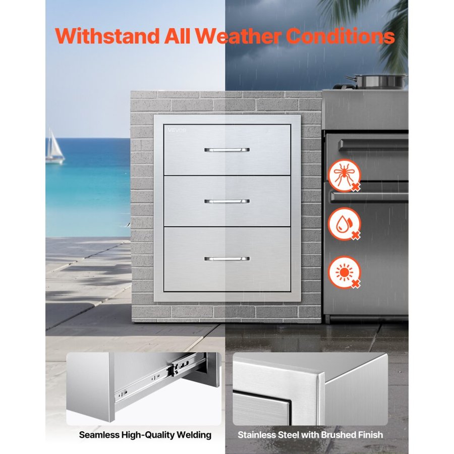 VEVOR Outdoor Kitchen Stainless Drawers – Triple Drawer