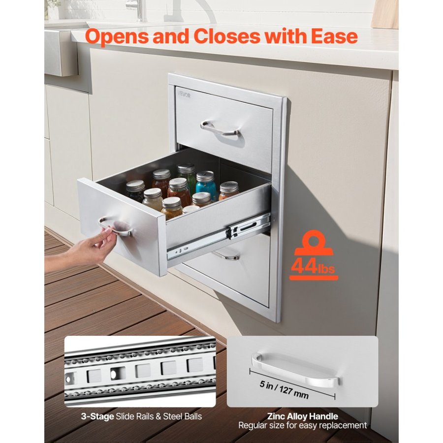 VEVOR Outdoor Kitchen Stainless Drawers – Triple Drawer