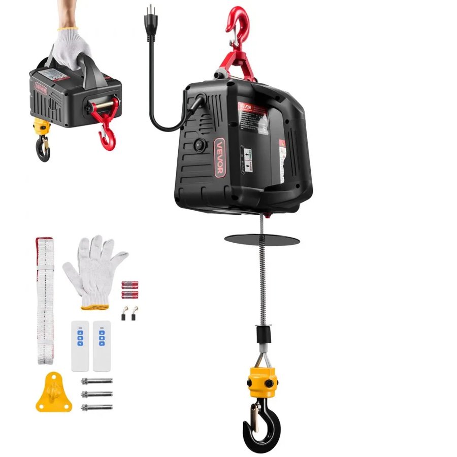 VEVOR Portable Power Winch – 500 kg, 1500W, 2-in-1 Hoist