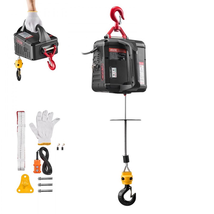 VEVOR Electric Garage Winch – 500 kg, 1500W, 25 ft Lift
