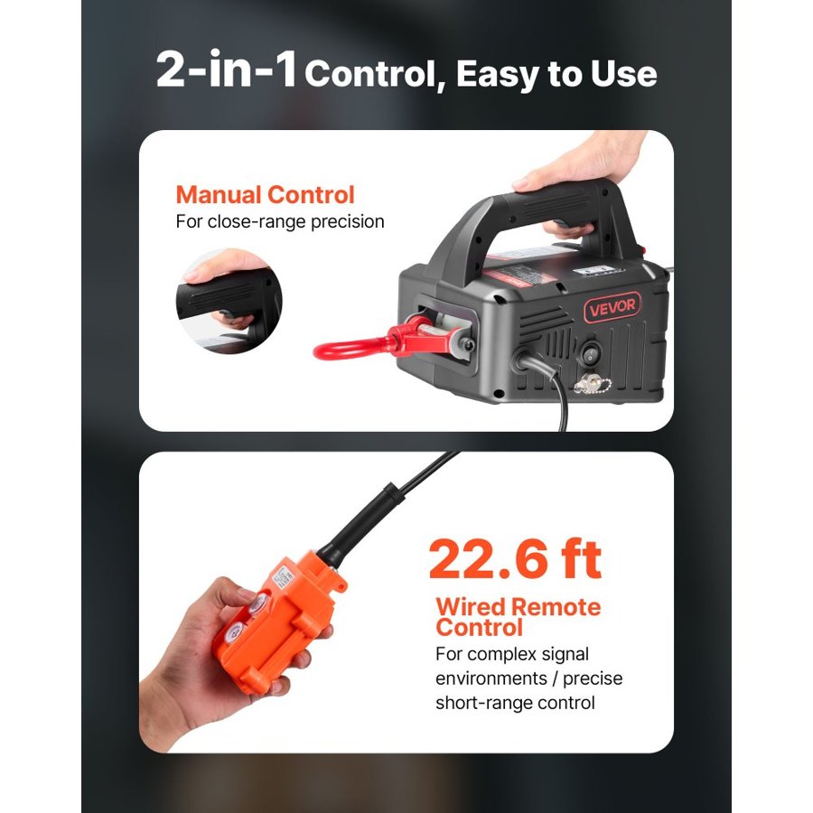 VEVOR Electric Garage Winch – 500 kg, 1500W, 25 ft Lift
