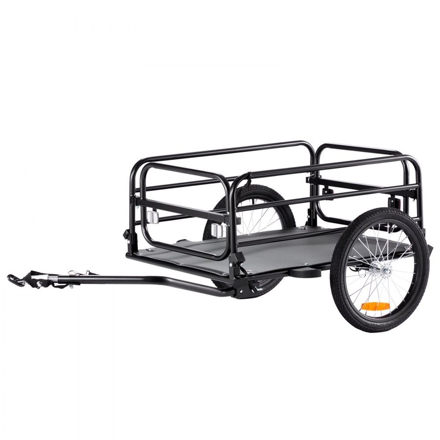 VEVOR Bike Cargo Trailer, 72.5 kg Load Capacity, Heavy-Duty Bicycle Wagon Cart, Foldable Compact Storage & Quick Release with Universal Hitch, 40.6 cm Wheels, Safe Reflectors, Fits 558.8-711.2 mm Bike Wheels