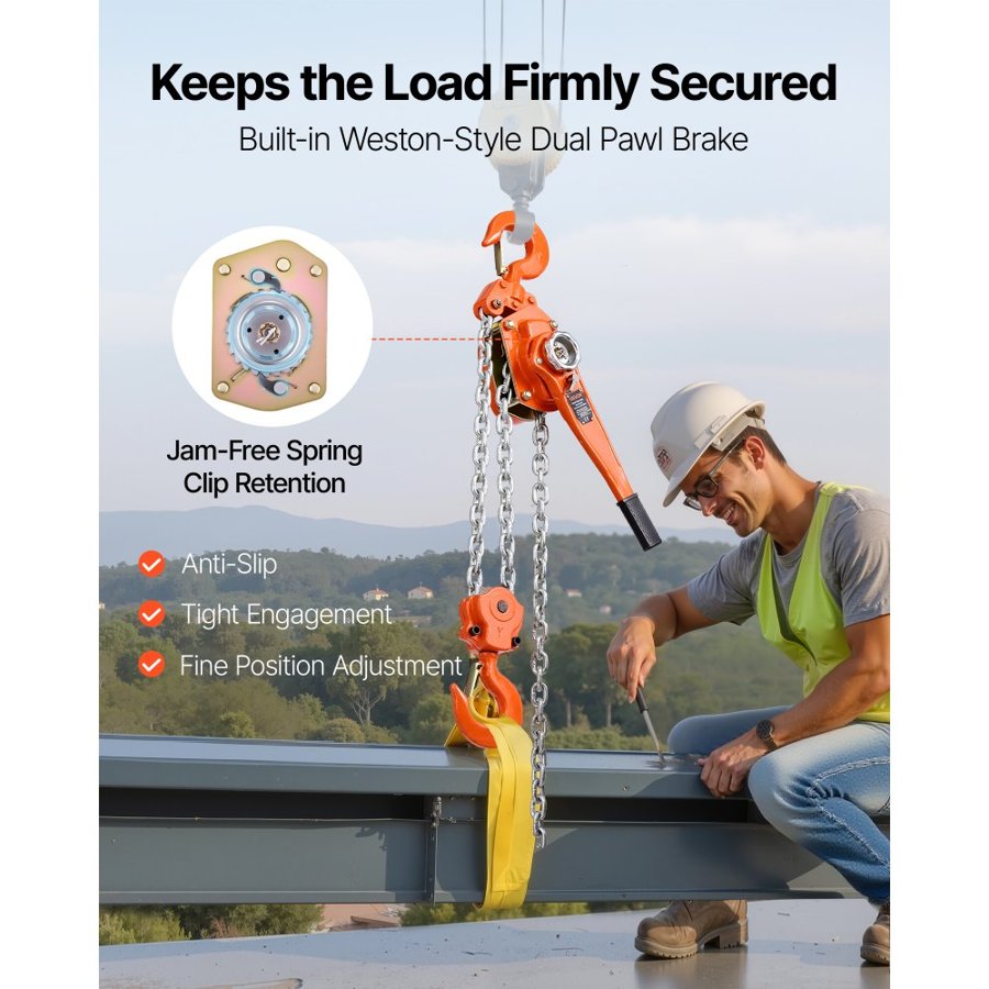 VEVOR 6 Ton Lever Chain Hoist - 6T/13200 lb, 20 ft G80 Chain