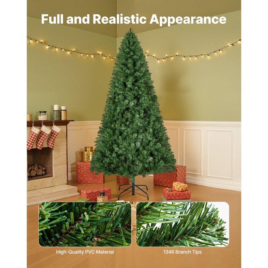 VEVOR Artificial Xmas Tree – 7.2 ft, 1346 Tips, Metal Base