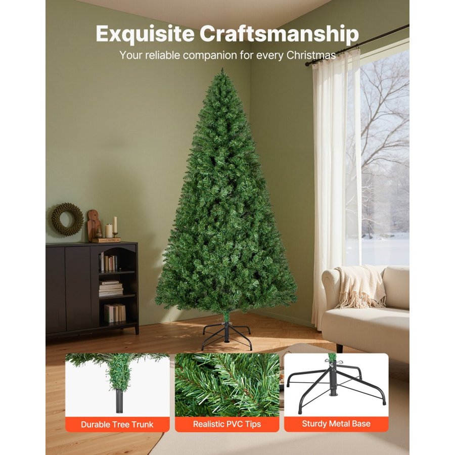 VEVOR Artificial Xmas Tree – 7.2 ft, 1346 Tips, Metal Base