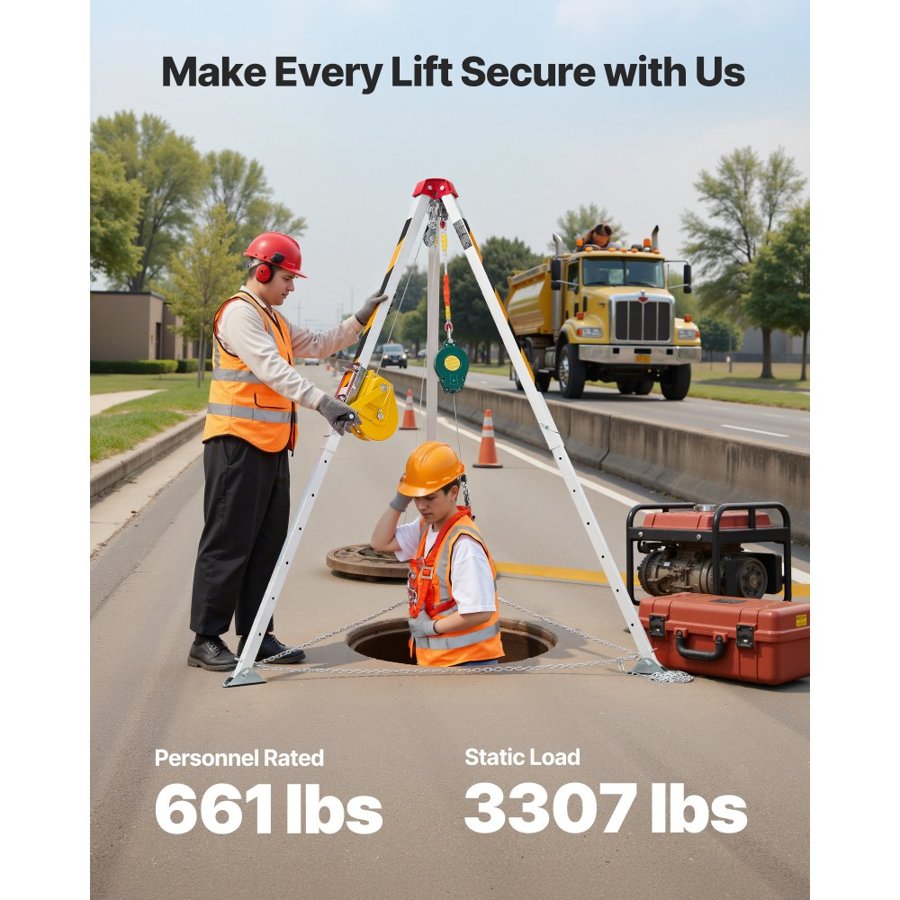 VEVOR Rescue Tripod – 1800 lbs capacity, 65 ft cable
