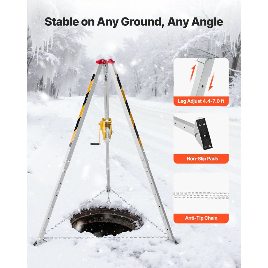 VEVOR Rescue Tripod – 1800 lbs capacity, 65 ft cable