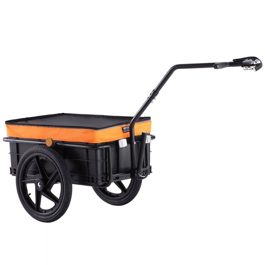 VEVOR Bike Cargo Trailer, 88 lbs/39.9 kg Load Capacity, Heavy-Duty Bicycle Wagon Cart, Foldable Compact Storage with Universal Hitch, Waterproof Cover, 16" (40.6 cm) Wheels, Safe Reflectors, Fits 24"-28" (61-71 cm) Bike Wheels