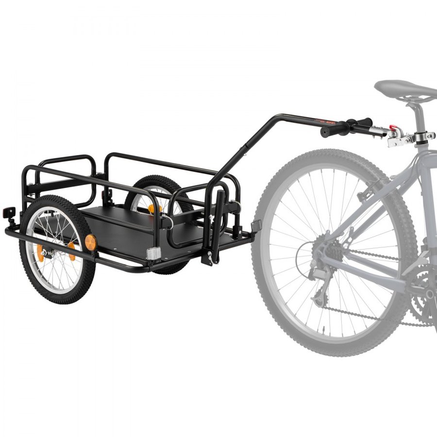 VEVOR Bike Cargo Trailer 40 kg Load 2-in-1 Pushcart Folding Bicycle Wagon, Heavy-Duty Cart with 406 mm Wheels, Reflectors, Carbon Steel Frame, Foldable Compact Storage, Fits 559-711 mm Bike Wheels