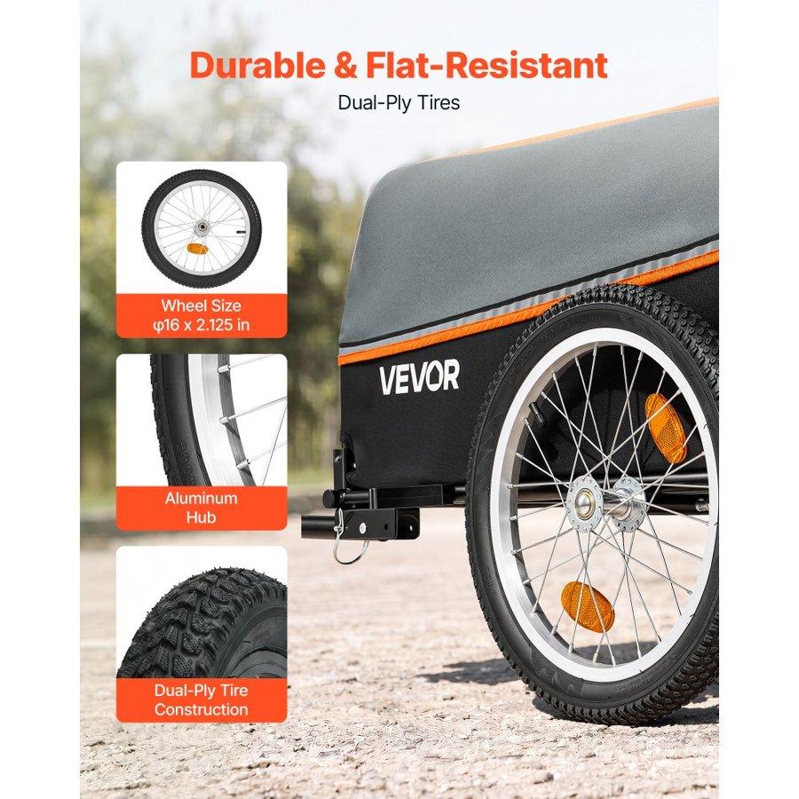 VEVOR izturīga velosipēda kravas piekabe 40 kg, 406 mm riteņi