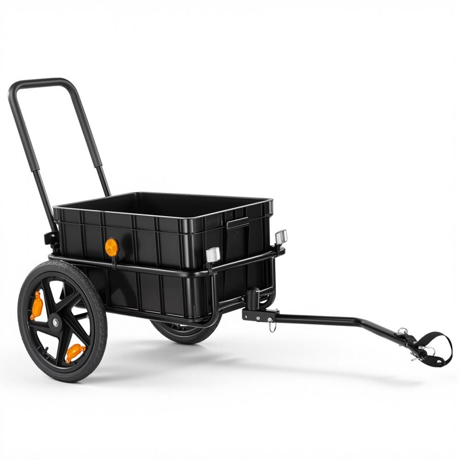 VEVOR Bike Cargo Trailer 45 kg 2-in-1 Pushcart Heavy-Duty Bicycle Wagon, with Waterproof Cover, 178 mm & 406 mm Wheels, Reflector, Carbon Steel Frame, Fits 559-711 mm Bike Wheels, for Carrying Cargo