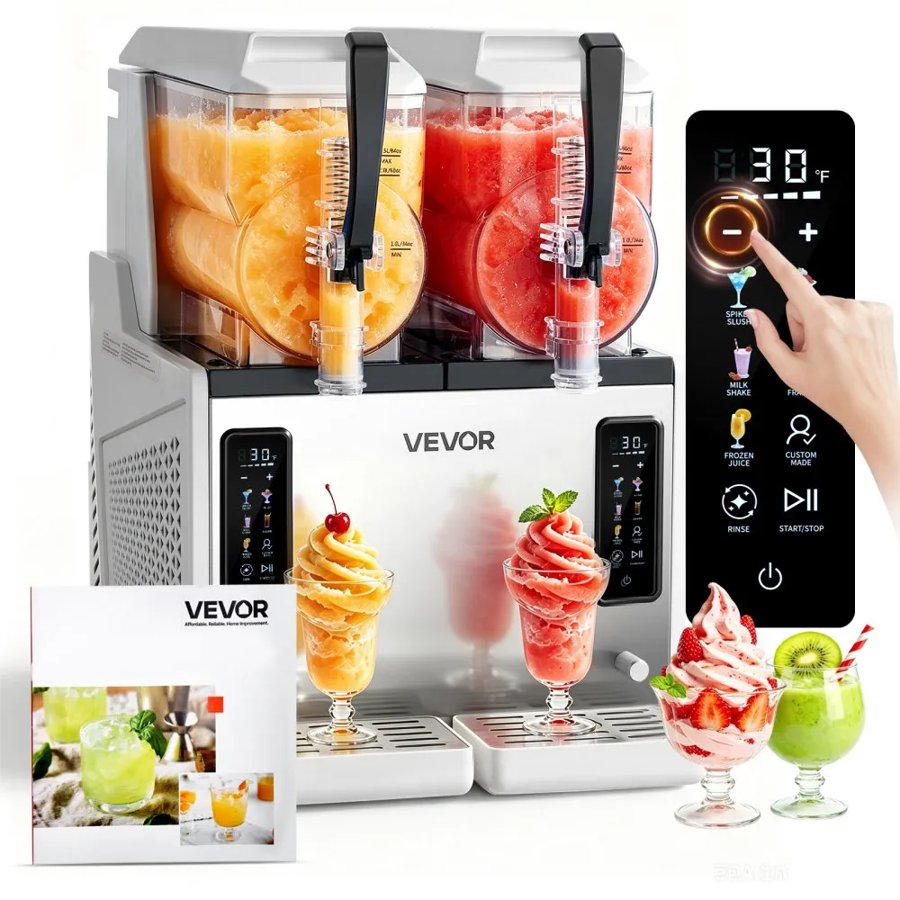 VEVOR 2 Tank Slush Machine – 3L x 2, 5 Preset Programs