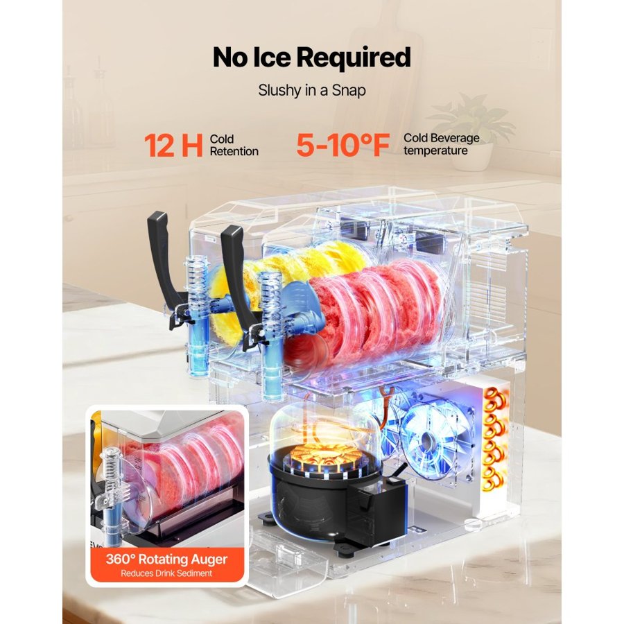 VEVOR 2 Tank Slush Machine – 3L x 2, 5 Preset Programs