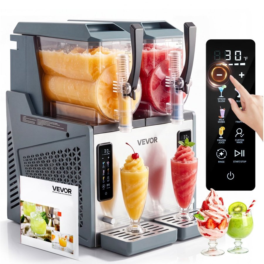 VEVOR 2 Flavor Slush Machine – 4L x 2, 5 Preset Modes