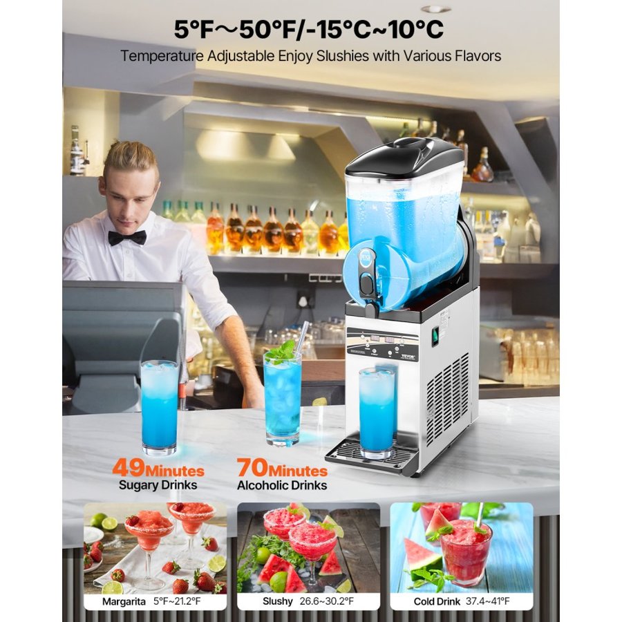 VEVOR Commercial Frozen Drink Maker – 15L Tank, 60 Cups