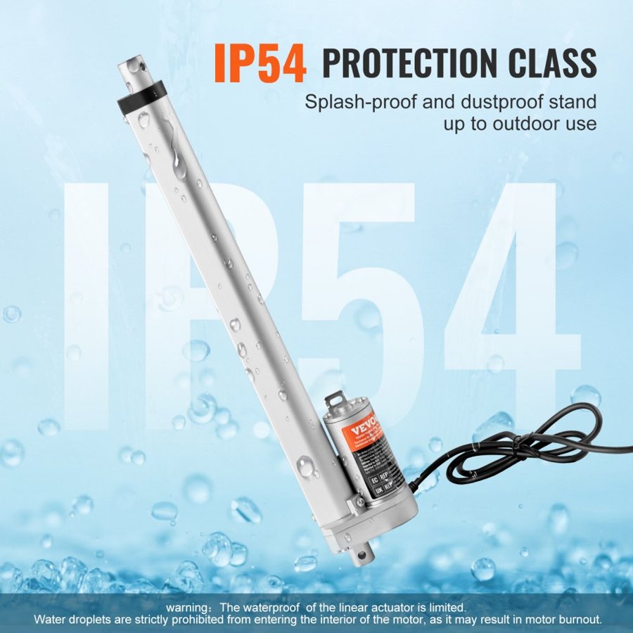 VEVOR Linear Actuator 12V 30.5 cm 1.4 cm/s High Speed 99.8 kg/1000N IP54 Protection