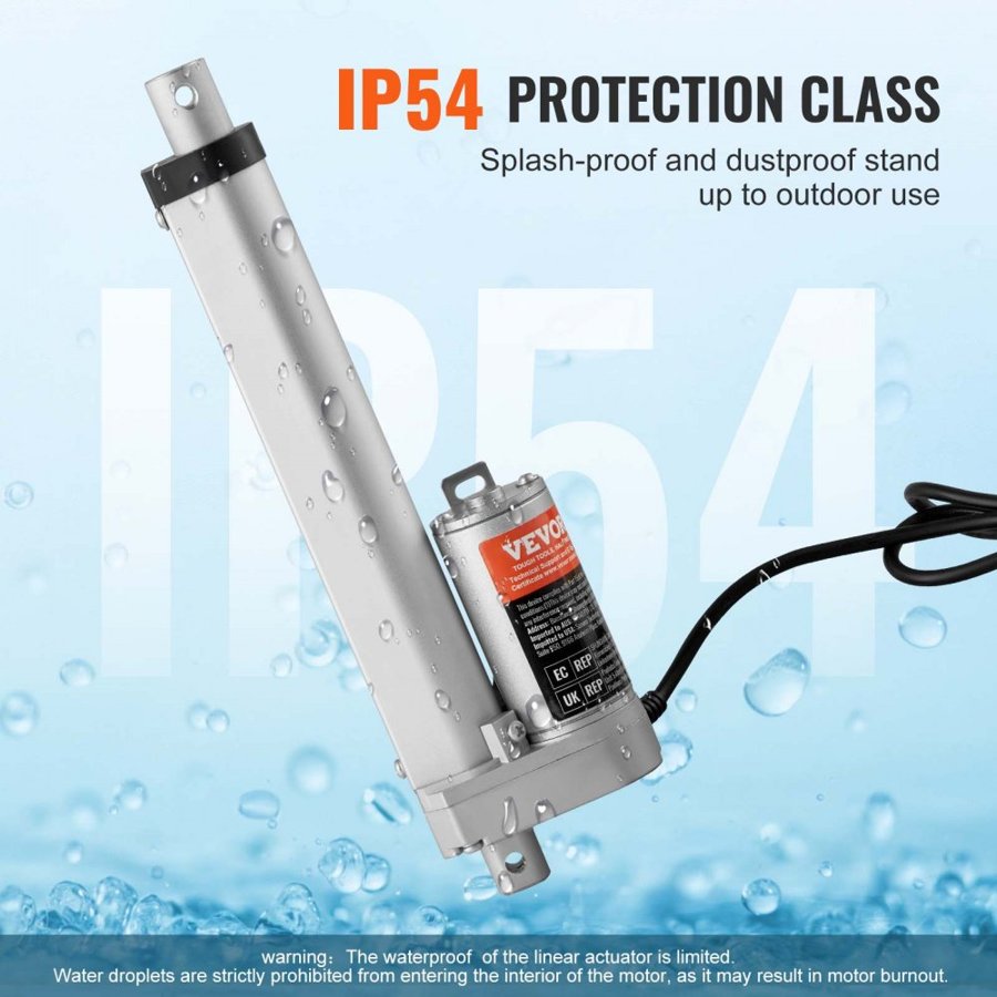 VEVOR Linear Actuator 12V 15.2 cm 1.4 cm/s High Speed 99.8 kg/1000N IP54 Protection