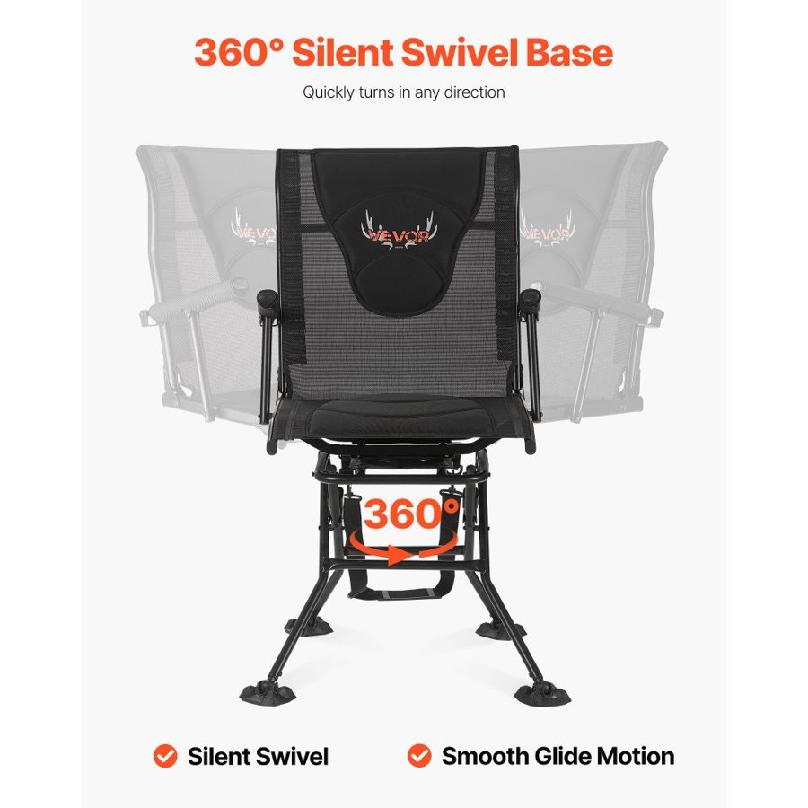 VEVOR 360° Swivel Hunting Chair – Foldable, 300 lbs Capacity