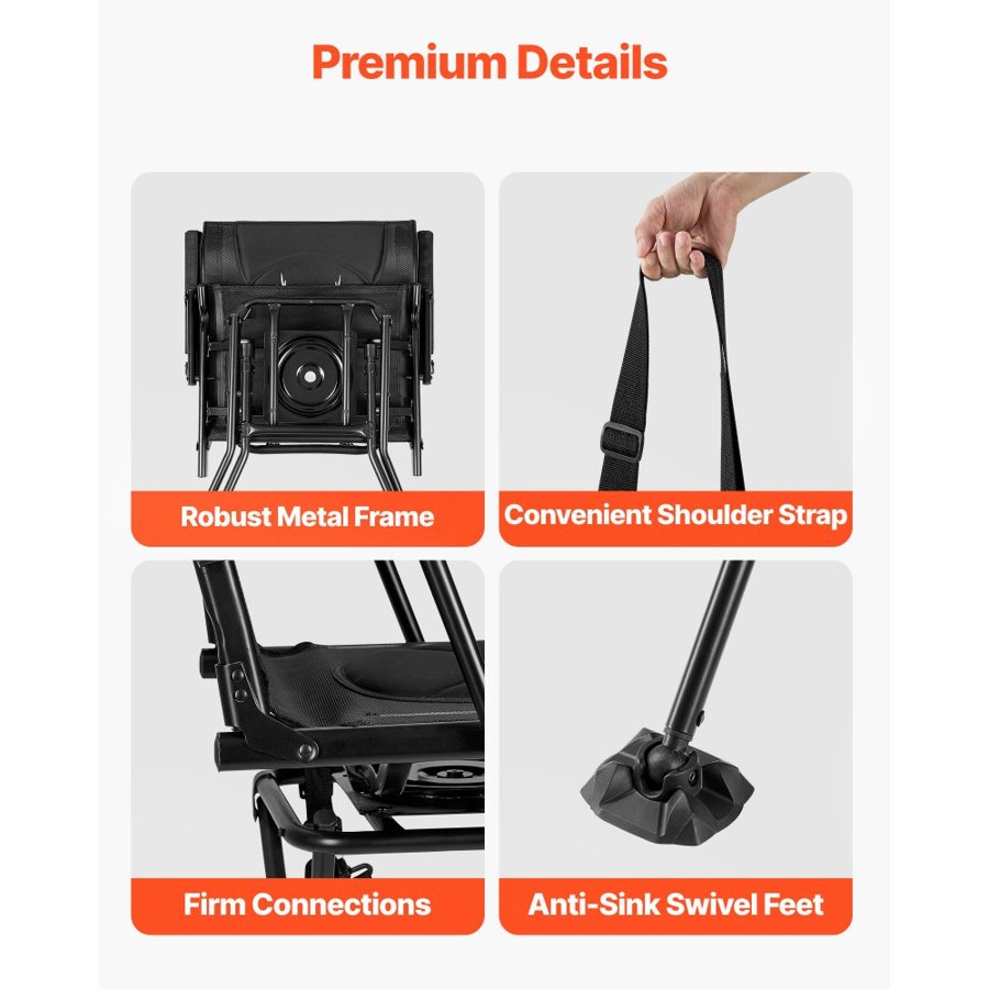 VEVOR 360° Swivel Hunting Chair – Foldable, 300 lbs Capacity