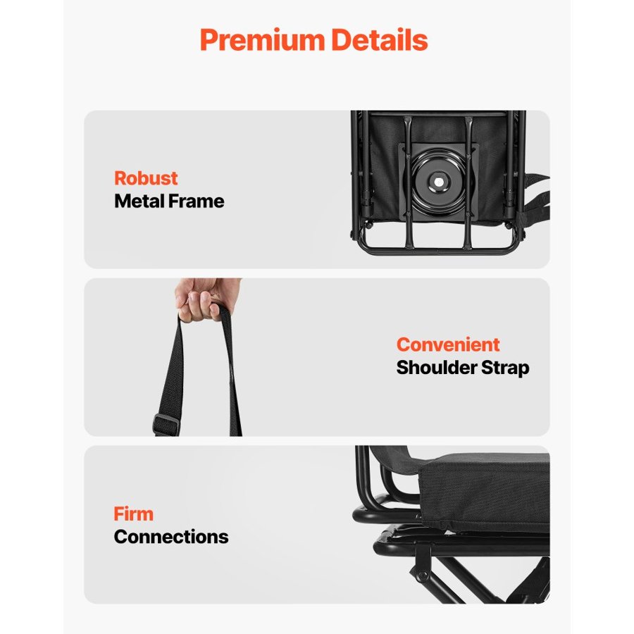 VEVOR Hunting Chair, 360° Silent Swivel, Foldable Lightweight Portable Blind Chair, Heavy-Duty Steel Frame Ground Stool Seat, with Adjustable Shoulder Strap, 136 Kg Capacity for Fishing, Camping
