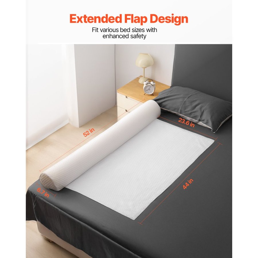 VEVOR Bed Bumper for Toddlers, 52-inch Non-Slip Bed Guard Rail with Safety Flap, High-Rebound Foam Toddler Bedrail Bumper with Machine-Washable Cover for Twin, Full, Queen & King Beds (1 Pack)