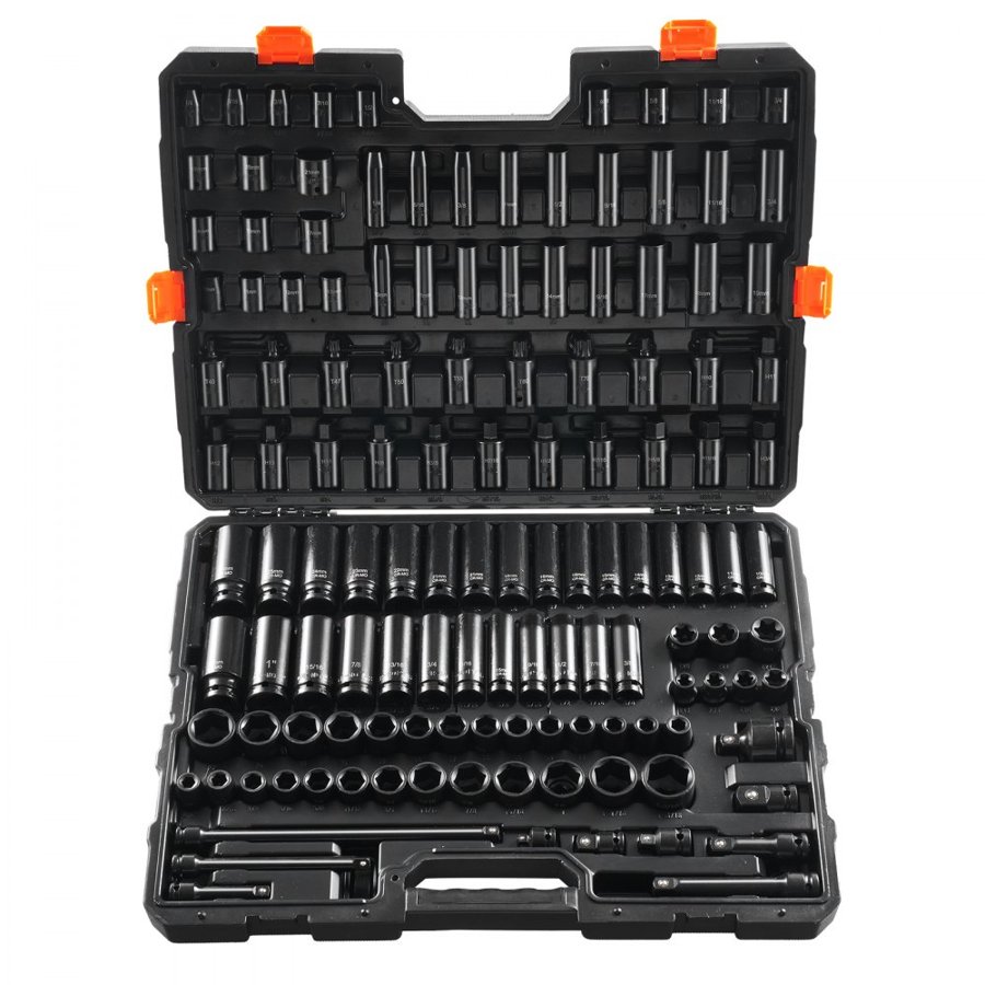 VEVOR Metric Impact Socket Set —130pc SAE and Metric 3/8 1/2
