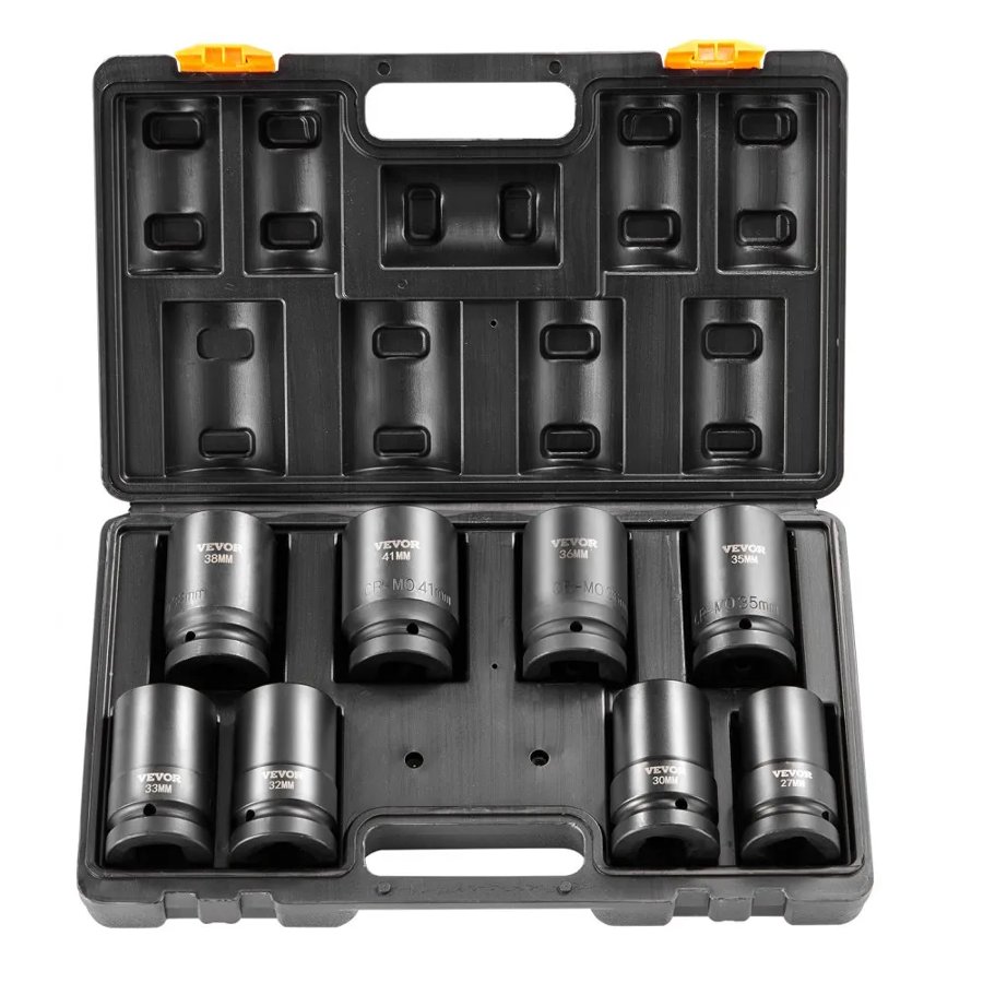 VEVOR Impact Sockets Set 8pcs 6-Point 2.5 cm Drive Bit Ratchet Tool Kit Case