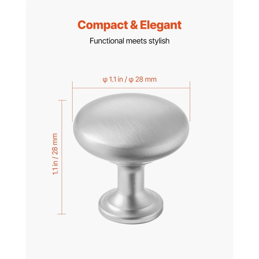 VEVOR Brushed Nickel Cabinet Knobs – 1.1 Inch, 25 Pack