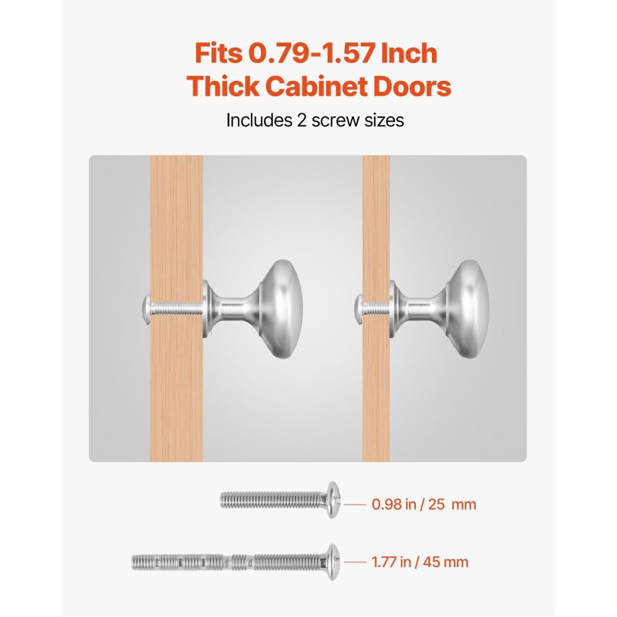 VEVOR Brushed Nickel Cabinet Knobs – 1.1 Inch, 25 Pack