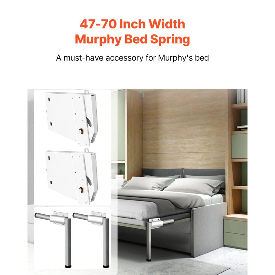VEVOR Murphy Mounting Wall Springs Mechanism Heavy Duty Support Hardware DIY Kit for King Queen Bed (Vertical), White