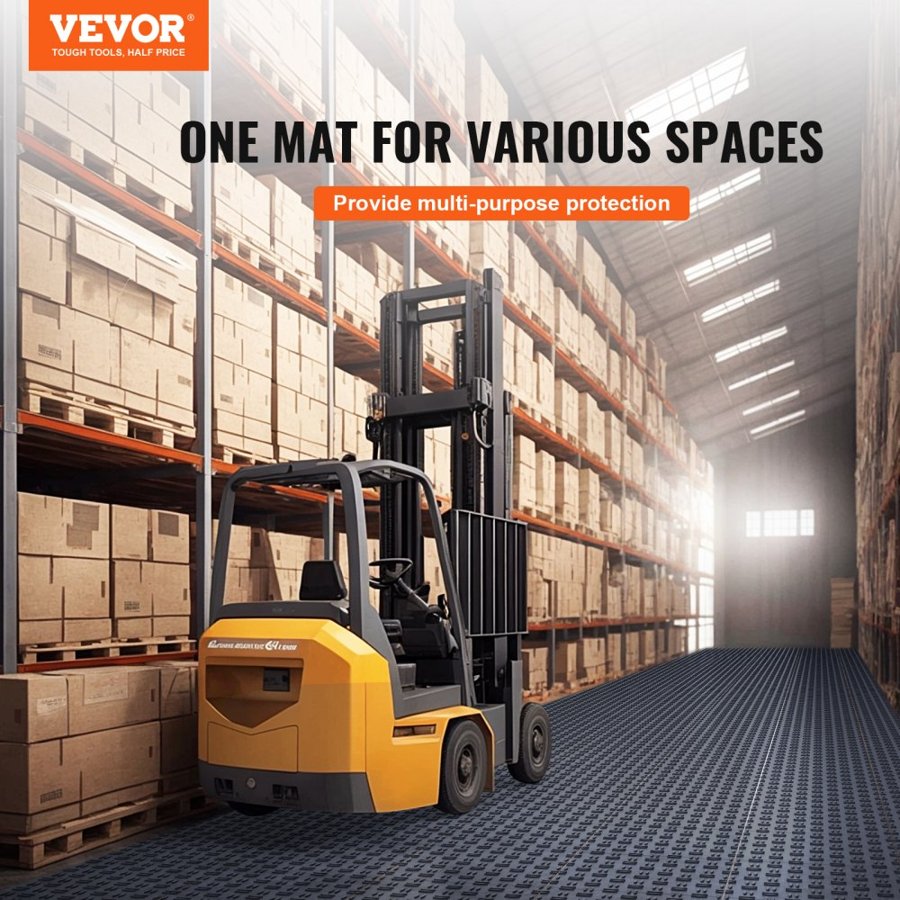VEVOR Garage Tiles Interlocking, 12 x 12 x 0.53 inch 50 Pack Garage Floor Covering Tiles, Non-Slip Double-Sided Texture Garage Flooring Tiles, for Garages, Basements, Repair Shops, Graphite Gray