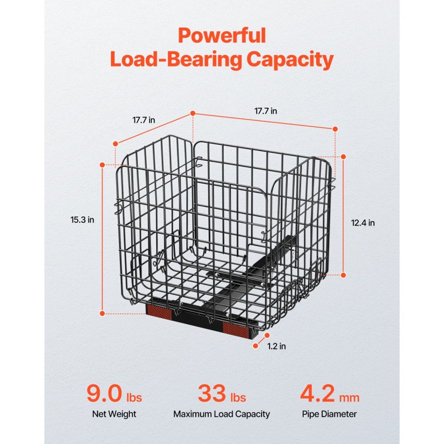 VEVOR Scooter Rear Basket – 1-inch Receiver, 33 lbs Load