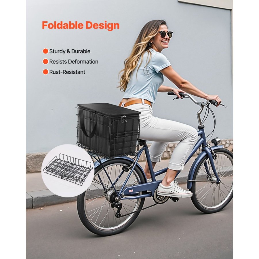 VEVOR Bike Rear Basket – Supports 50 lbs, Weighs 2.6 lbs