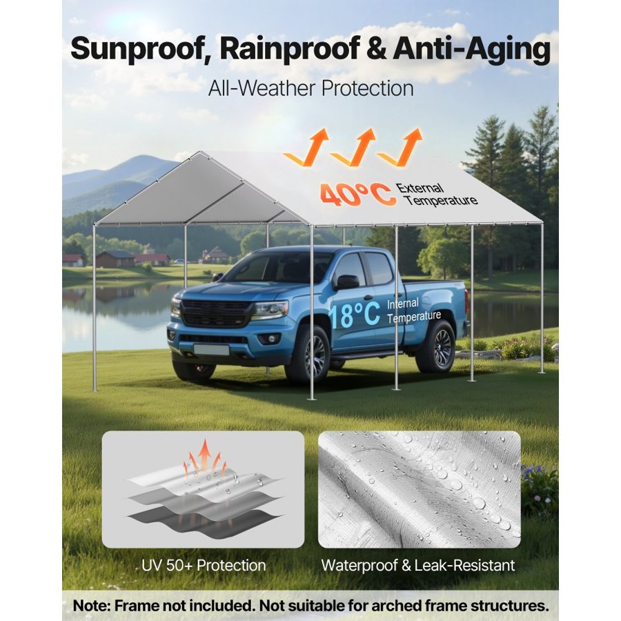VEVOR 10x20 Carport Canopy Replacement – 210g, Water Tarp