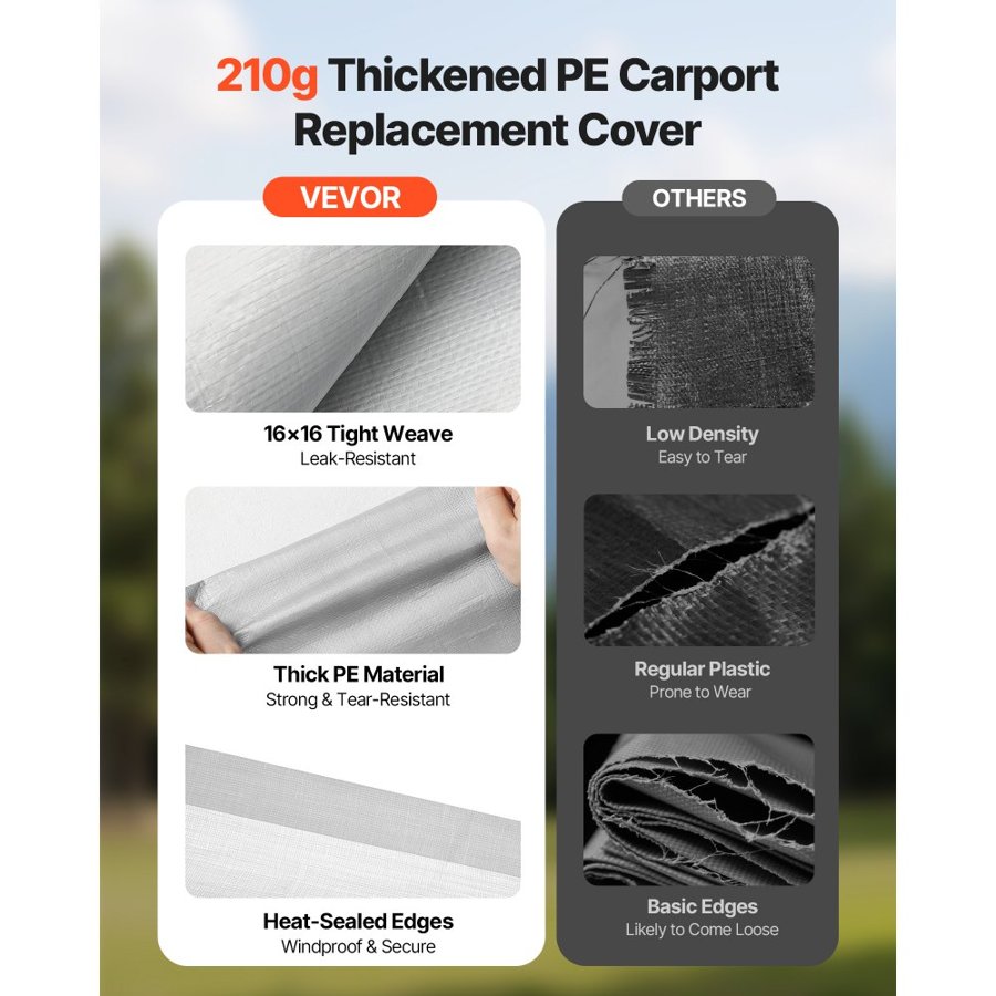 VEVOR 10x20 Carport Canopy Replacement – 210g, Water Tarp