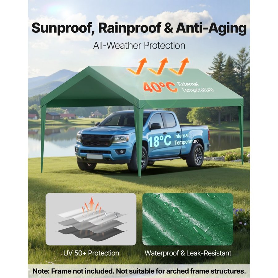 VEVOR Carport Canopy Replacement – 10x20 Ft, PE Tarp