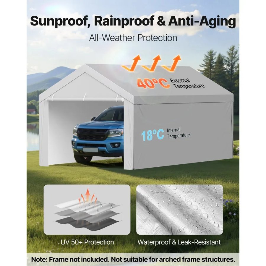 VEVOR Carport Replacement Canopy – 13 × 20 Ft, PE Tarp