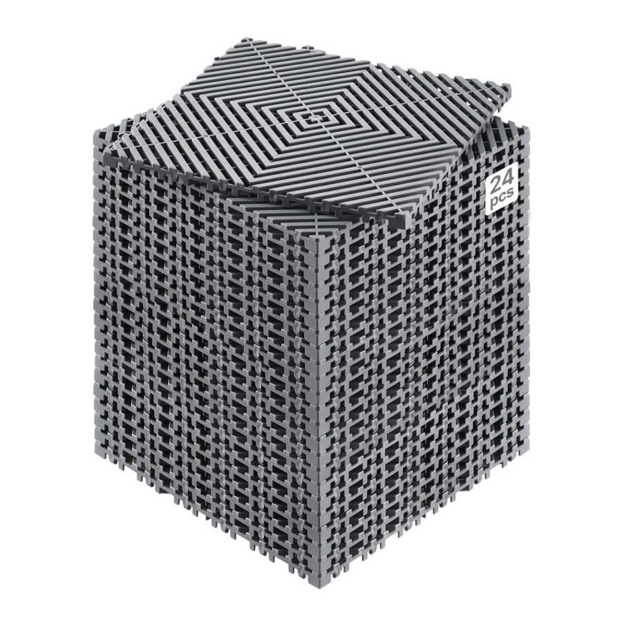 VEVOR Interlocking Drainage Mat, 12” x 12” Modular Interlocking Cushion, 24 Pcs Splicing Drainage Mats, Non-Slip Gray PP Drainage Floor Tile and Shower Mat, for Garage, Garden, Kitchen & Outdoor