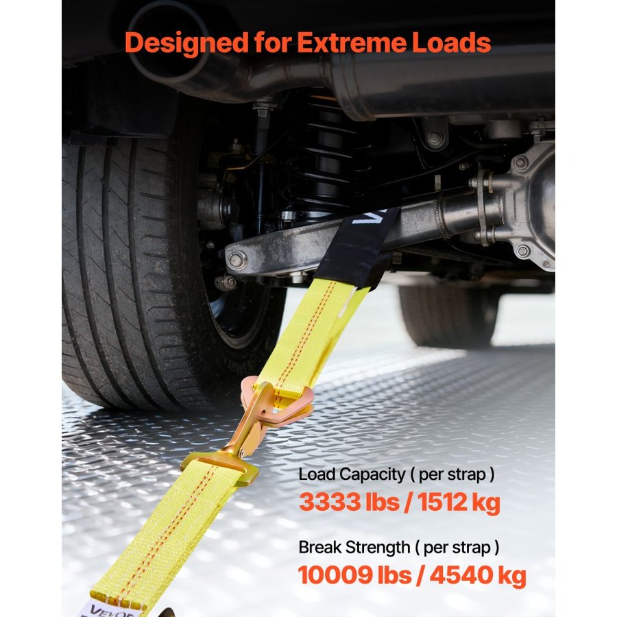 VEVOR Axle Strap Tie Downs – 10009 lbs, 96" Ratchet Kit