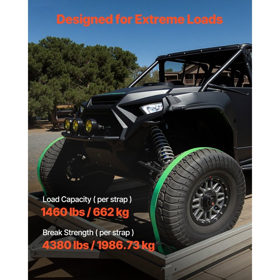 VEVOR Wheel Tie Downs For UTV – 4380 Lbs Kit, Break Strength