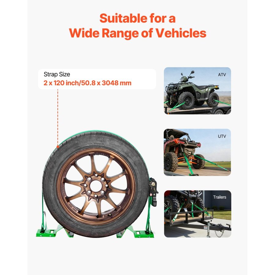 VEVOR Wheel Tie Downs For UTV – 4380 Lbs Kit, Break Strength