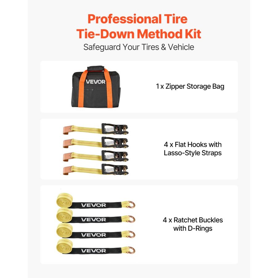 VEVOR 2 Inch Ratchet Straps with Flat Hooks – 3333 LBS
