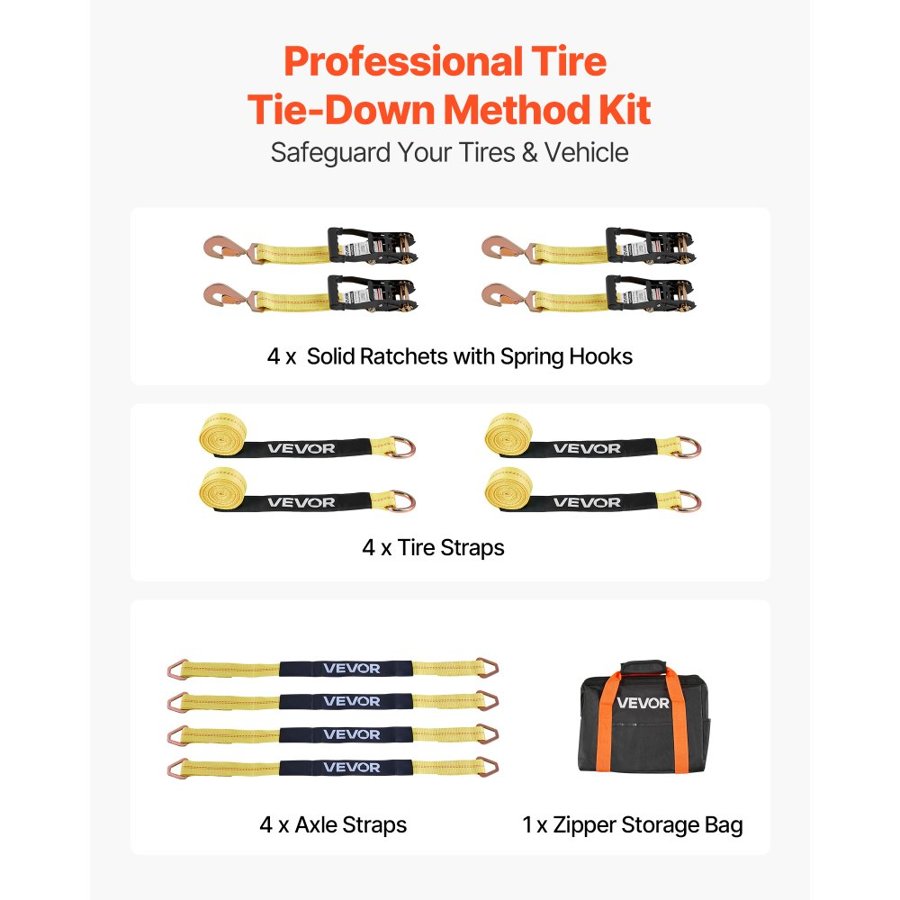 VEVOR Car Trailer Tie Down Straps – 10009 LBS, 144 Inch