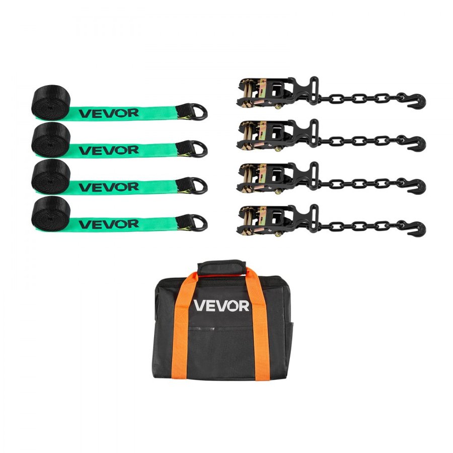VEVOR Car Tie Downs Ratchet Straps – 4 Pack, 3,333 Lbs