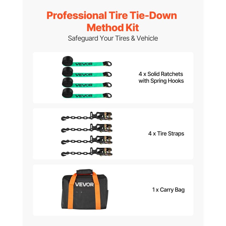 VEVOR Car Tie Downs Ratchet Straps – 4 Pack, 3,333 Lbs