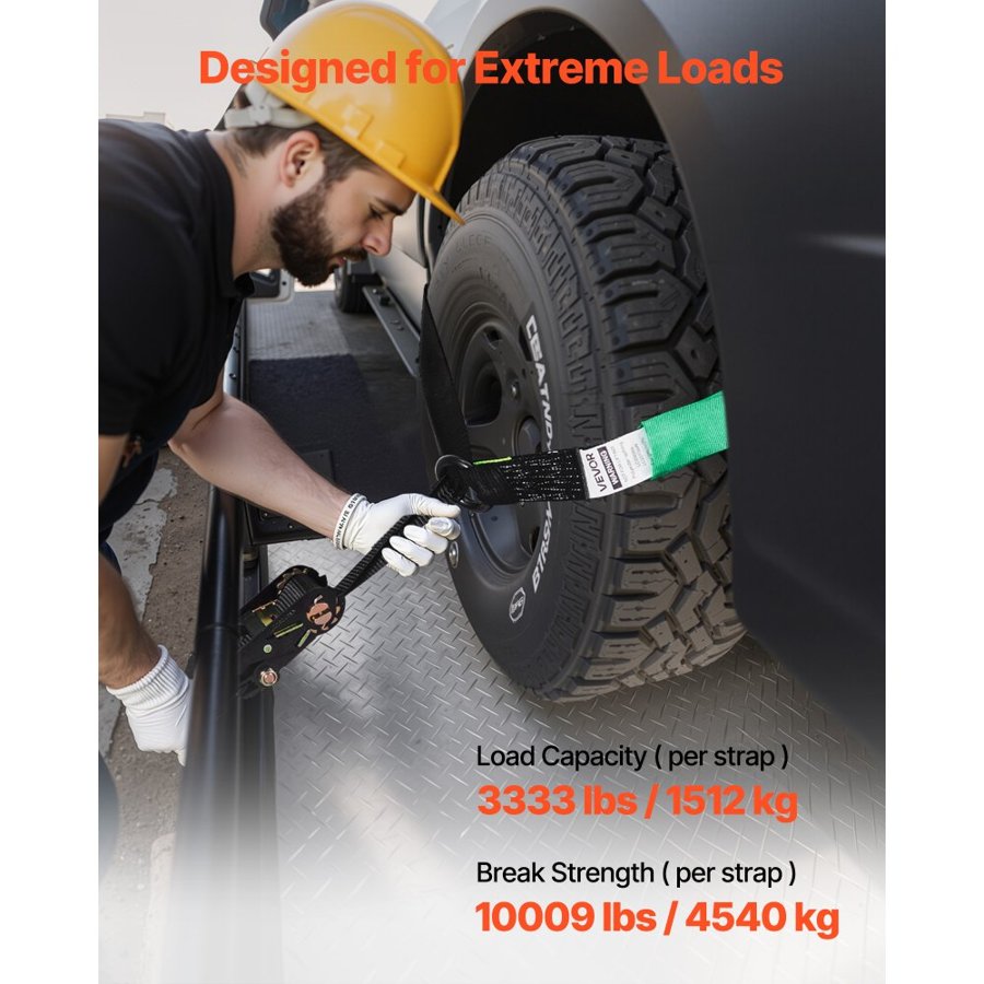 VEVOR Car Tie Downs Ratchet Straps – 4 Pack, 3,333 Lbs
