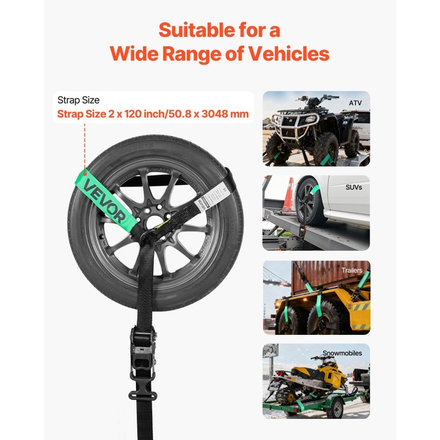 VEVOR Car Tie Downs Ratchet Straps – 4 Pack, 3,333 Lbs