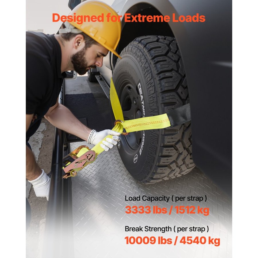 VEVOR Wheel Chock Tie Down Kit – 3333 lbs, 120" Straps