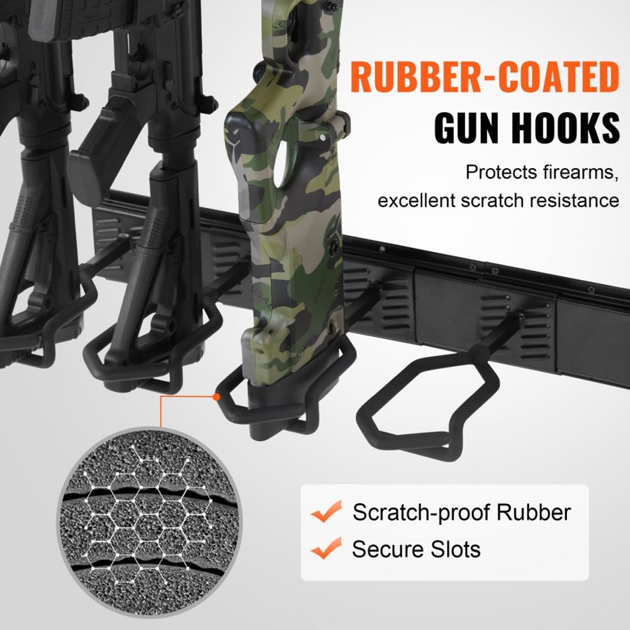 VEVOR Gun Rack, Indoor Gun Rack Wall Mount, 6-Slot Vertical Rifle Shotgun Gun Rack, 81.6 kg Heavy Duty Metal Wall Gun Rack Display Stand with Soft Padding