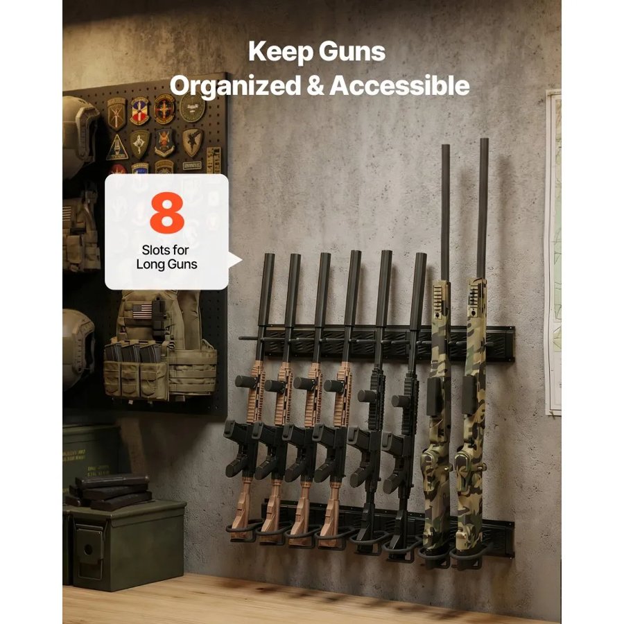 VEVOR Indoor Gun Rack – G-Shaped Hooks, 8 Slots